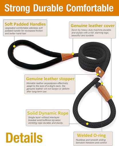 lynxking Slip Lead Dog Leash, 6 FT x 12" Heavy Duty Dog Loop Leashes, Comfortable Strong Rope Slip Leash for Dogs