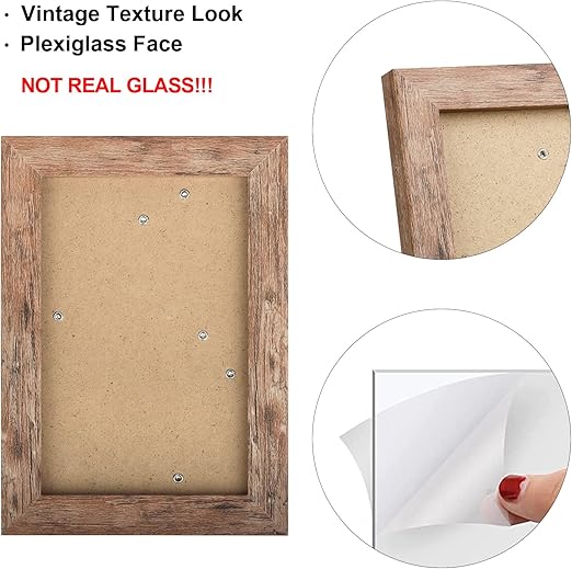 TOFOREVO Picture Frames 4x6 Set of 2 Rustic Wood Grain Photo Frame for Gallery Wall Mounting or Tabletop Display