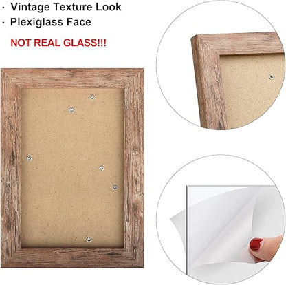 TOFOREVO Picture Frames 4x6 Set of 2 Rustic Wood Grain Photo Frame for Gallery Wall Mounting or Tabletop Display