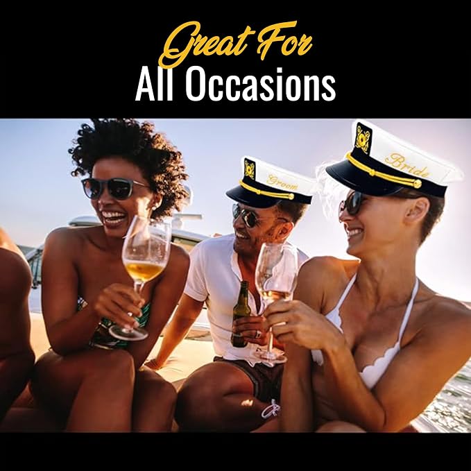 Brosash Bachelor Party Captain's Hat - Groom to Be Nautical Bachelor Hat | Funny Accessory Boats n' Hoes Bridal Shower