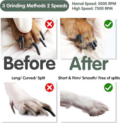 VIWIK Dog Nail Grinder, 2-Speed Rechargeable Dog Nail Trimmers for Large Medium  Small Dogs, Upgrade Professional Electric Pet Paws Grooming, Quiet Puppy Grooming Tool, for Dogs Cats