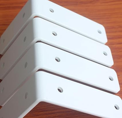 4 Pack - L 5" x H 4" x W1.5, 5mm Thick White L Shelf Bracket, Iron Shelf Brackets, Metal Shelf Brackets, Floating Shelf, Shelf Supports with Screws