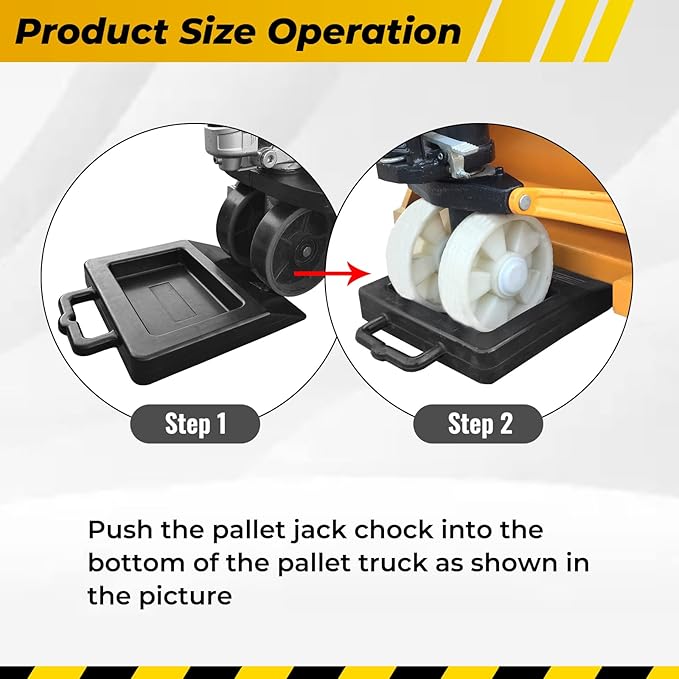 Pallet Jack Heavy Duty Wheels Chock for Truck, Durable Black Pallet Jack Stopper, 14.2" Length x 11.8" Width x 2" Height, 1 Pack