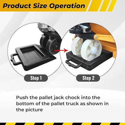 Pallet Jack Heavy Duty Wheels Chock for Truck, Durable Black Pallet Jack Stopper, 14.2" Length x 11.8" Width x 2" Height, 1 Pack
