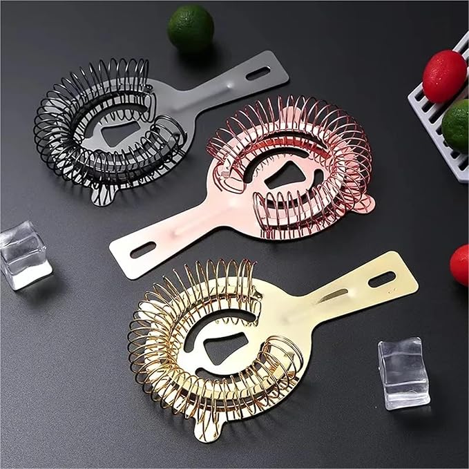 Bar Strainer 10pcs Stainless Steel Cocktail Shaker Bar Ice Strainer Wire Mixed Drink Bartender Professional Tool Bar Accessories for Home Bar  Professional Bar(Rose Gold A)