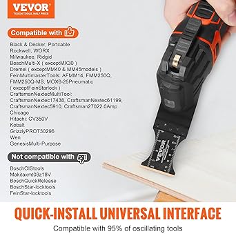 VEVOR 3PCS Carbide Oscillating Tool Blades, Universal Quick Release Oscillating Saw Blades, Multitool Tool Blades for Hard Material, Metal, Nails, Bolts, Fit Dewalt Milwaukee Hitachi Chicago