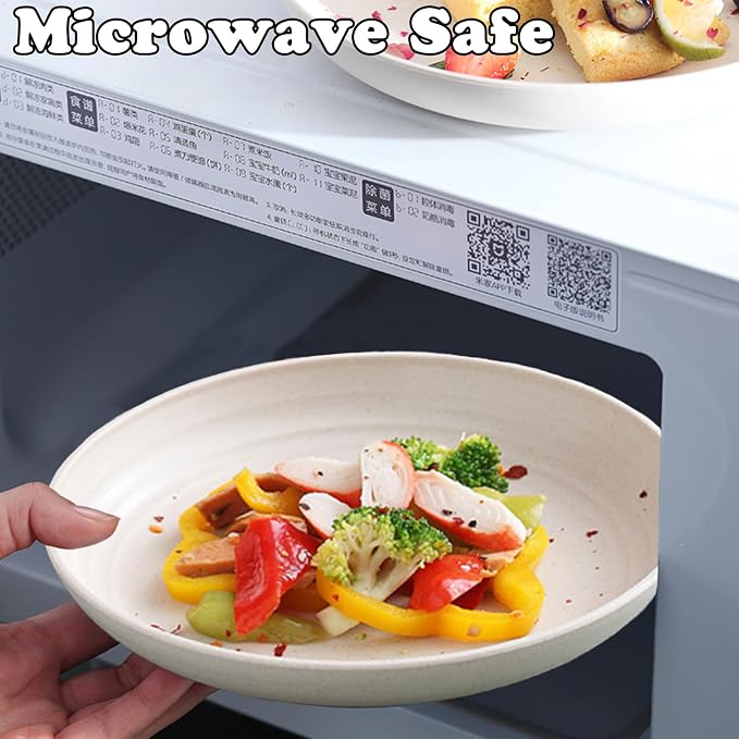 Wheat Straw Plates Unbreakable Dinner Plate 7.8 Inch Reusable Plastic Plate