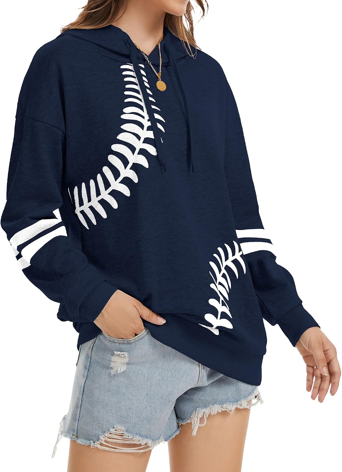 TSMNZMU Womens Baseball Hoodie Softball Sweatshirts Drawstring Long Sleeve Hoodies Oversized Pullover Shirts with Pockets