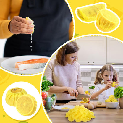 500 Pack Lemon Cover for Squeezing, Lemon Seed Free Mesh Nets Yellow Lemon Squeezing Bags Filter Seeds, Fits Lemon Halves, Elastic Design, Family Gathering Kitchen Bar Restaurant