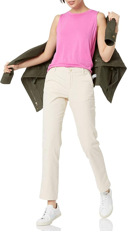 Essentials Women's Slim Fit Straight Leg Stretch Twill Chino Pant