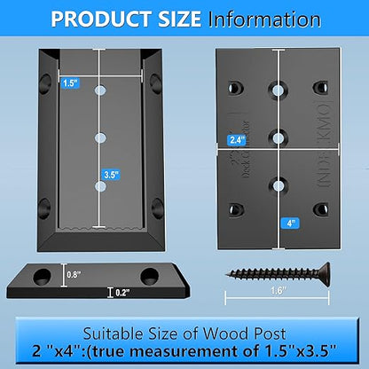 30pcs Deck Railing Bracket Connectors, 2x4 (1.5"x3.5") Brackets for Railing Wood Lumber Post, Sturdy Nylon Deck Rail Brackets with 210pcs Screws for Wooden Stair Fence Railings Handrail DC03