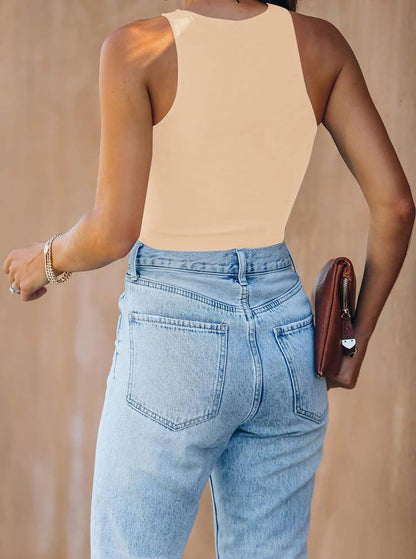 Womens Halter Tops Summer Sleeveless Shirts Sexy High Neck Fitted Tops Racer Back Tank Tops Blouses