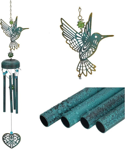 Outdoor Wind Chimes, Deep Tone, Commemorative Hummingbird Wind Chimes, Retro Wind Chimes, Unique Outdoor Gifts, 27 Inch Wind Chimes