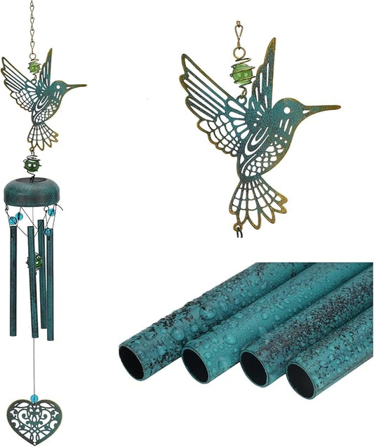 Outdoor Wind Chimes, Deep Tone, Commemorative Hummingbird Wind Chimes, Retro Wind Chimes, Unique Outdoor Gifts, 27 Inch Wind Chimes