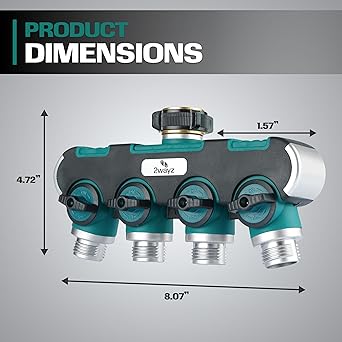 4 Way Garden Hose Splitter, Heavy Duty, Water Hose Manifold, Water Hose Splitter, 4 Way Hose Connector, Spigot Splitter, Faucet Divider Outdoor - Modern
