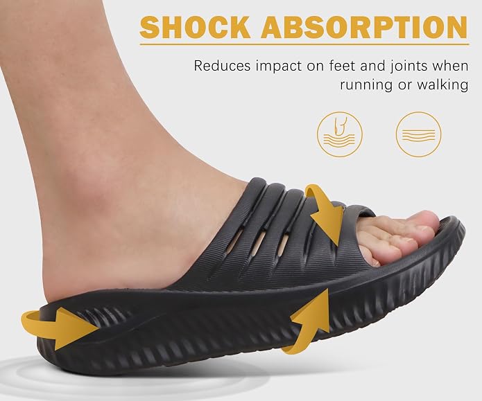 KuaiLu Recovery Sandals Women With Comfortable Arch Support Sport Slides | Ladies Orthotic Thick Cushion Open Toe Slippers Relief Plantar Fasciitis Reduces Stress on Feet,Joints & Back Post-Exercise