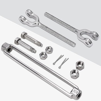 Turnbuckle 38 M10 304 Stainless Steel Turnbuckle, 3200 lbs Working Load Limit, Jaw and Jaw Turnbuckles for Cables Wire Tensioner, Turnbuckle for Shade Sail, Yard Zipline