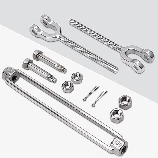 Turnbuckle 3/8 M10 304 Stainless Steel Turnbuckle, 3200 lbs Working Load Limit, Jaw and Jaw Turnbuckles for Cables Wire Tensioner, Turnbuckle for Shade Sail, Yard Zipline