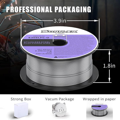 E308LFC-O .035-Diameter Stainless Flux Core Welding Wire, 0.9mm SONNLER 2-pound Stainless Steel Welding Wire, Low Splatter Stainless Steel MIG Wire Compatible With All MIG Welder
