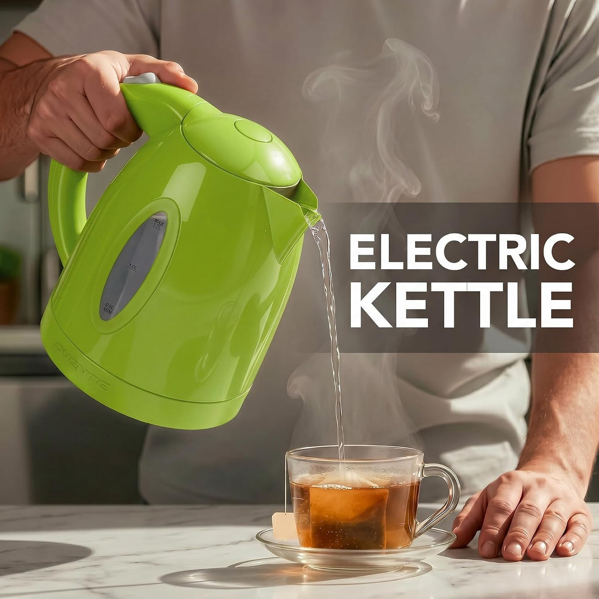 Electric Kettle, 1.7L Fast Boiling Water Heater for Coffee or Tea, BPA Free with Water Level Gauge, Auto Shut-Off, Boil-Dry Protection, Indicator Light and Removable Filter, Green KP72G