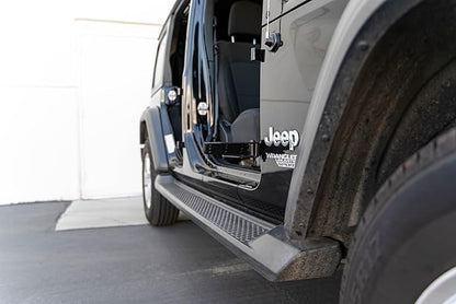 Foot Pegs for the 2007-2025 Jeep Wrangler JK/JL & Gladiator JT | Sold as a Pair | Rugged Anti-Slip Pedal Grip Design | Fits Front and Rear Hinges | Includes Padded Stopper | DV8 Offroad