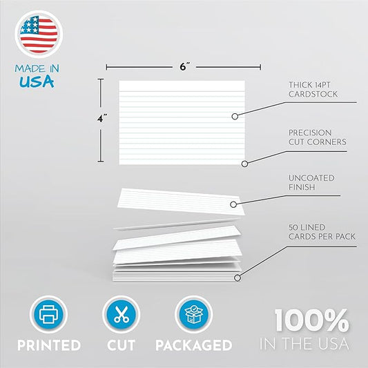 Home Advantage Ruled White Index Cards, File Note Cards (4-x-6-inch)