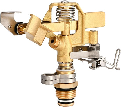 Eden 16032 brass impact sprinkler, sturdy sprinkler head, adjustable pattern from 0 to 360 degrees, irrigation sprinklers for patio, lawn and lawn irrigation