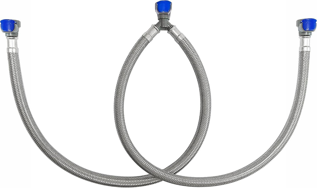 Quick Connect Faucet Water Supply Lines Extension, 20 Inch, Widespread Bathroom Sink Faucets Replacement Fast Lock Pipe Hose, V-Shape, Braided Stainless Steel