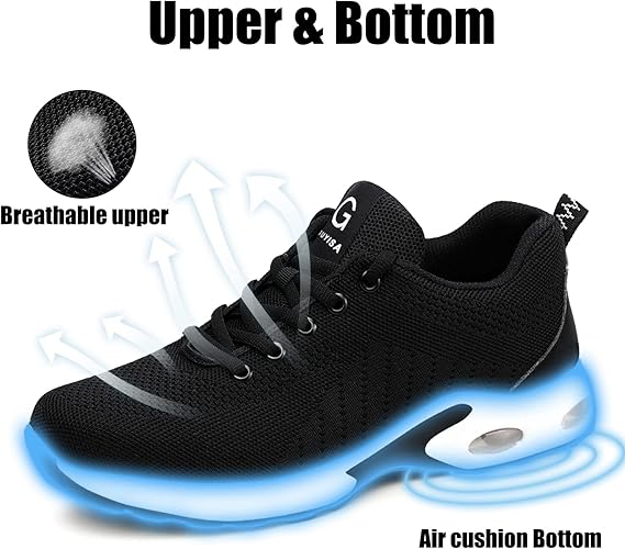 GUYISA Steel Toe Shoes for Safety Air Cushion Lightweight Sneakers Slip Resistant Industrial and Construction Work Shoes