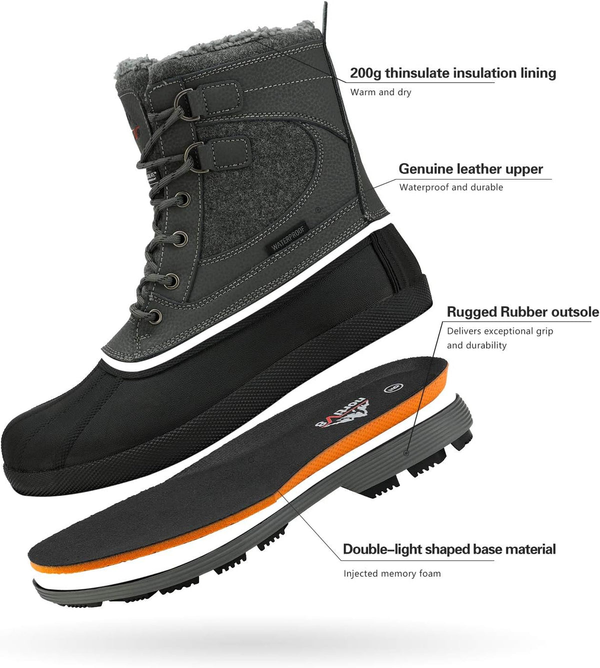Men's Waterproof Winter Snow Boots AVENUE