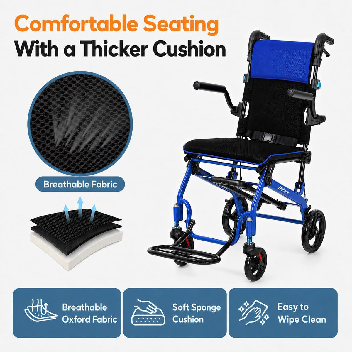 Medorol Lightweight Foldable Transport Wheelchair