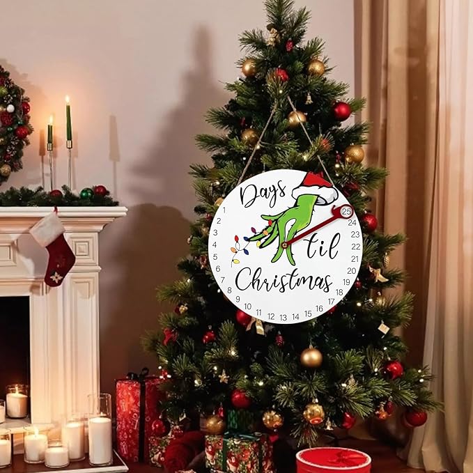 DAZONGE Christmas Decorations Welcome Sign  2024 Christmas Countdown Advent Calendar for All Ages  12'' Wooden Christmas Wreath with Easel for Door Wall Mantel Decor  Christmas Decor