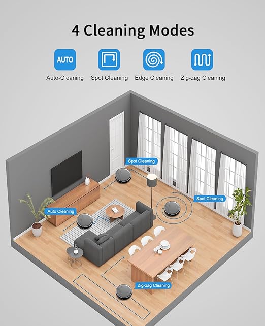Robot Vacuum and Mop Combo, 2 in 1 Mopping Robot Vacuum Cleaner with Schedule, Wi-Fi/Voice/App, Strong Suction, Ease of Use, Self-Charging Robotic Vacuum, Slim, Ideal for Hard Floor, Pet Hair, Carpet