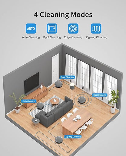 Robot Vacuum and Mop Combo, 2 in 1 Mopping Robot Vacuum Cleaner with Schedule, Wi-Fi/Voice/App, Strong Suction, Ease of Use, Self-Charging Robotic Vacuum, Slim, Ideal for Hard Floor, Pet Hair, Carpet