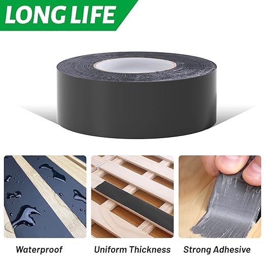 Joist Tape for Decking, 2" x 50' Butyl Deck Tape Waterproof Seal and Weather Resistance Self-Adhesive Flashing Tape,Anti-Corrosion for Wood Joists and Beams-Black (8 Roll)