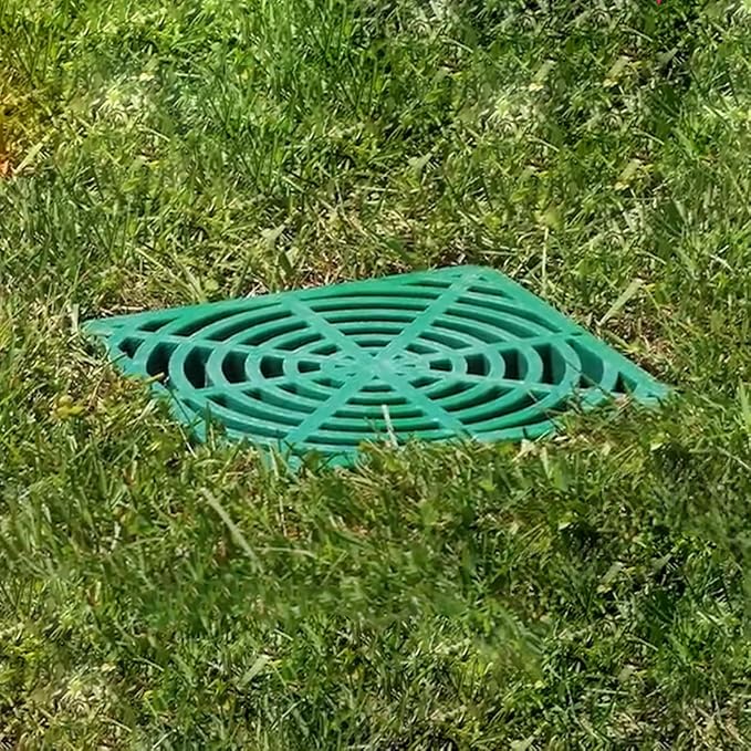 StormDrain 9" Outdoor Catch Basin Square Flat Grate Cover - Superior Strength and Durability, Green