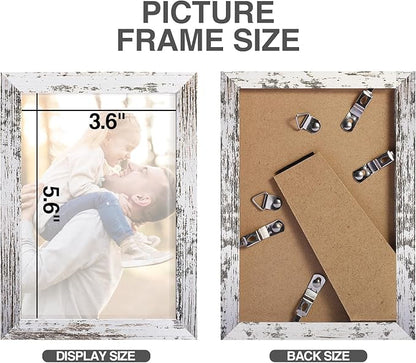 TWING 4 x 6 Rustic Picture Frames Set of 6, Farmehouse Photo Frame Collage For Wall Decor Mounting or Tabletop Display Distressed White, Ideal Valentine Gifts for HimHer