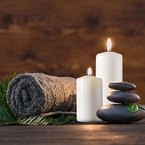 SPAAS White Pillar Candles - 9 Pack  6 Inch Large White Dripless Pillar Candles  Long Burning Unscented Pillar Candles for Home Decor, Memorial, Vigil, Parties, Wedding, Decorative Lantern