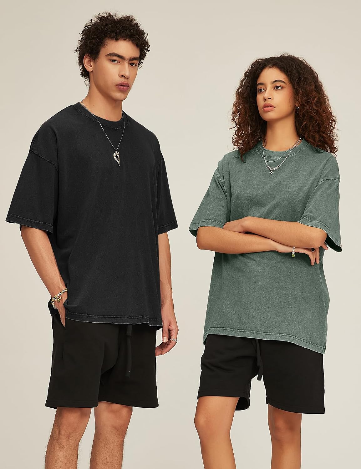 3 Pack Men Oversized T Shirts Acid Washed Unisex Tee Loose Fit Short Sleeve Casual Streetwear Baggy Basic Tops