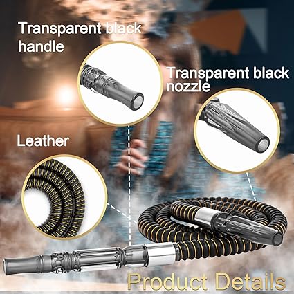 2 Pack Hookah Hose Washable 39'' Shisha Hose Acrylic Handle Leather Wrapped Pipe For Small Hookah Set (Black2)