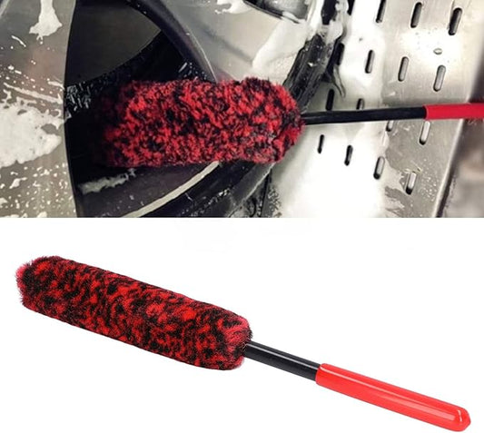 Universal Long Handle Wheel Brush, Professional Car Wheel Hub Cleanings Brush Detailing Brush and Stiff Tire Brush for Wheels, Rims, Exhaust Tips