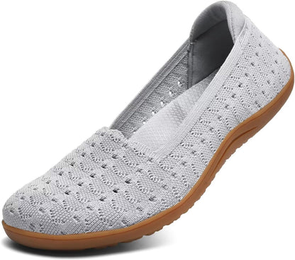 Women's Wide Toe Box Flats Shoes Knit Ballet Flat Slip-on Dress Walking Comfort Shoes