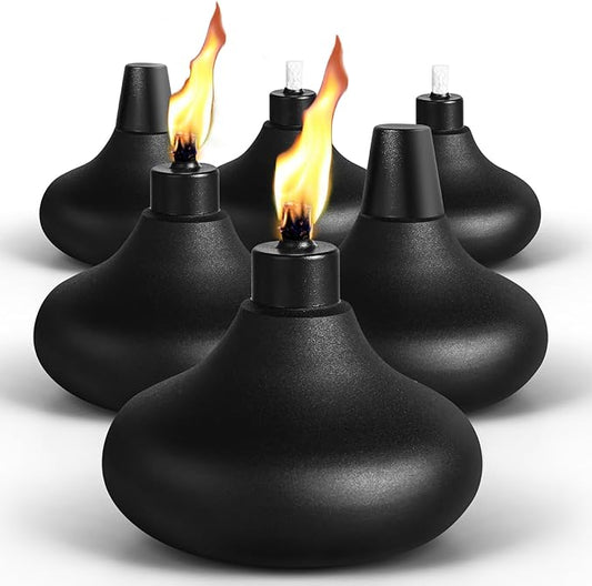 6 Pack Metal Table Top Torches, 24.5oz Citronella Torches for Outside, Refillable Flame Light Torch, Decorative Tabletop Lantern for Yard, Patio, Deck, Garden, Party, Landscape