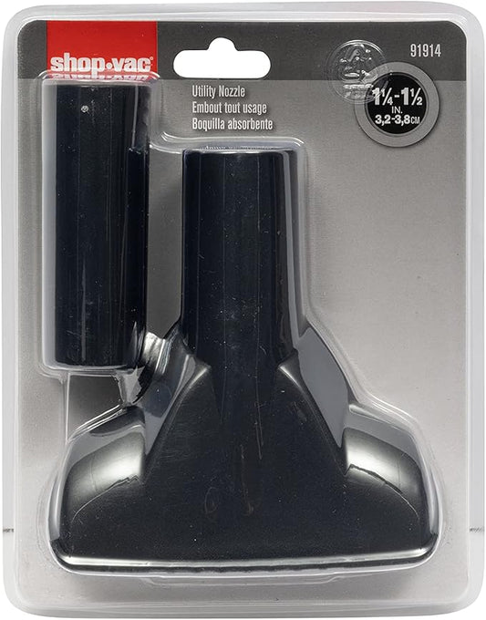 Shop-Vac 9191400 Utility Nozzle, 1.5 Inch Diameter, Includes 1.25 Inch Diameter Adapter, Versatile Cleaning on Multiple Surfaces (1-Pack)
