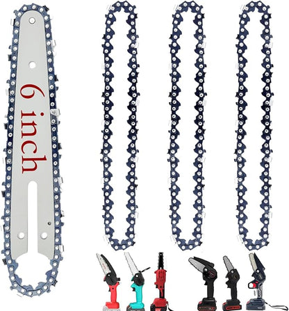 5 Pieces 6 Inch Mini Chainsaw Chain with Replacement Saw Chain Bar, 6 Inch Replacement Chains for Portable Mini Chainsaw, Guide Saw Chain for Wood Branch Cutting Mini Chainsaws (37 Drive Links)