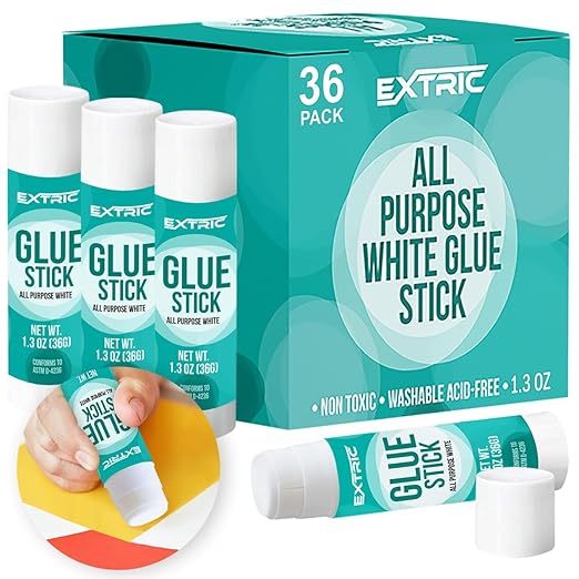 Bulk glue sticks for classrooms, white glue sticks for children, 36 units, 1.3 ounces, washable for all purpose, for children, school and home