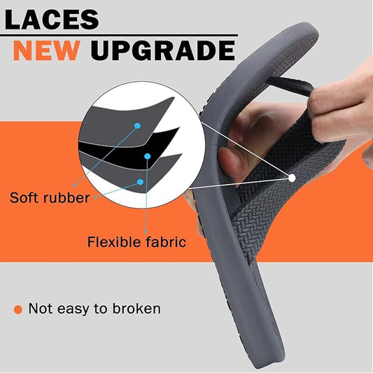 KuaiLu Mens Flip Flops Arch Support Comfortable Summer Beach Thong Sandals Yoga Foam Cushion Slip on Slippers
