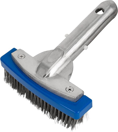Upgraded 2025 Canamax Heavy Duty 5in Pool Brush - Aluminium Handle with Stainless Steel Bristle Wire - Compatible with Cleaning Pool Walls, Tiles, Floors, Steps, and Corners