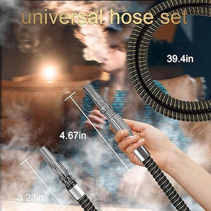 2 Pack Hookah Hose Washable 39'' Shisha Hose Acrylic Handle Leather Wrapped Pipe For Small Hookah Set (Black2)