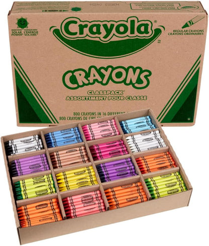 Bulk Crayon Classpack - 800ct (16 Colors), Bulk Teacher Supplies & Classroom Essentials for School, Arts & Crafts Crayons for Kids, Ages 3, 4, 5